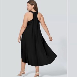 💗 HALARA Elegant Black Backless Dress XL flare high low casual